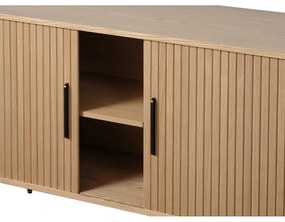 Nízka komoda v dekore duba s posuvnými dverami v prírodnej farbe 76x180 cm Nola – Unique Furniture