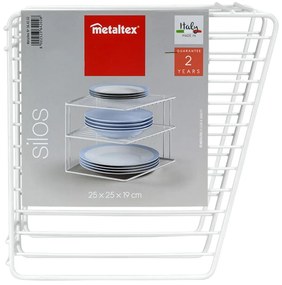 Biela oceľová prídavná polička 25x25 cm Silos – Metaltex
