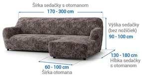 Bielastické poťahy MARMO hnedé sedačka s otomanom vpravo (š. 170 - 300 cm)