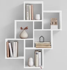 Nástenný regál Laurio, biely, 8 priehradok%