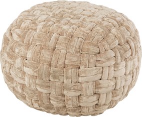 Béžový guľatý prepletaný puf Crocheted - Ø 48 * 35 cm