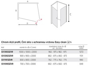 Mereo Mereo, Pivotový sprchový kút Novea, štvorec, chróm ALU, sklo Číre, MER-CK13933ZVR
