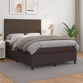 Boxspring posteľ s matracom hnedá 140x190 cm umelá koža 3142722