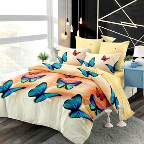 Bavlnené posteľné obliečky 7-dielne motýľ T222