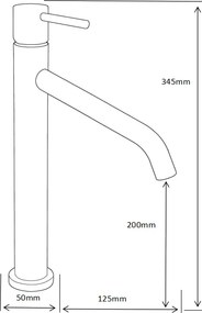 Mexen Rumba, vysoká umývadlová batéria h-345, grafitová, 73510-66