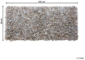 Kožený koberec 80 x 150 cm svetlobéžový MUT Beliani