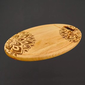 AMADEA Drevená servírovacia doska - podnos oválne mandala, masívne drevo, 38 cm