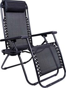 Čierne záhradné polohovacie lehátko Orion