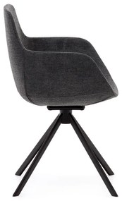 Tmavosivé čalúnené jedálenské kreslá v súprave s podrúčkami 2 ks Tissiana – Kave Home