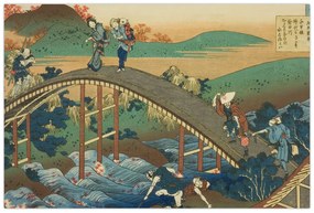 Obraz - Katsushika Hokusai, Ariwara no Narihirafrom the series One Hundred, Poems Explained by the Nurse (Hyakunin isshu uba ga etoki), reprodukcia (90x60 cm)
