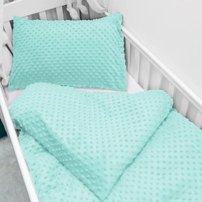 Biante Detské posteľné obliečky do postieľky Minky TOP 3D bodky MKP-055 Svetlo mintové Do postieľky 90x140 a 50x70 cm
