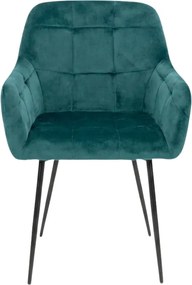Tmavozelené jedálenské kreslo LOREN VELVET s čiernymi nohami