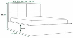 Manželská posteľ 160 cm Gino (modrá) (s roštom a úložným priestorom). Vlastná spoľahlivá doprava až k Vám domov. 1046929