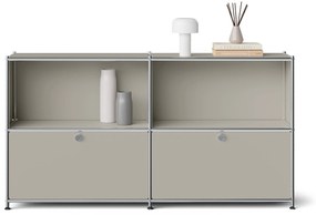 Kovový regál »CN3 Slim Line« s 2 nastaviteľnými výklopnými priečinkami, svetlosivý