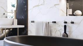 Erga Madison, toaletná WC kefa na postavenie, biela-zlatý vzor, ERG-08145