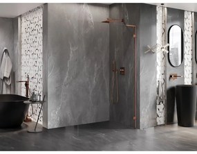 Mexen, Mexen Lunar L sprchová stena pravá 110 x 200 cm, priehľadná 8 mm, ružové zlato - 830L-110-000-60-00-P