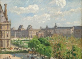 Sklenený obraz - Camille Pissarro, Place du Carrousel, Paris, reprodukcia (70x50 cm)