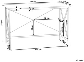 Písací stôl 115 x 60 cm tmavé drevo/čierna FUTON Beliani