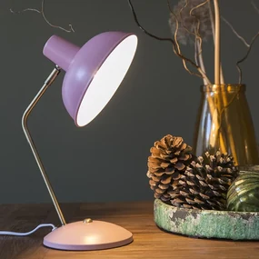 Retro stolná lampa ružová s bronzom - Milou