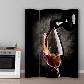 Ozdobný paraván, Vůně červeného vína - 145x170 cm, štvordielny, obojstranný paraván 360°