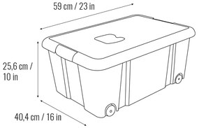Plastové úložné boxy EKO s vekom a kolieskami PACK 2x 35l a 2x 36l