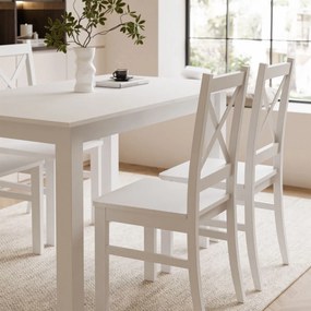 ROZKLÁDACÍ JEDÁLENSKÝ STÔL DANILO BIELY 140 / 195 cm + 4 STOLIČKY