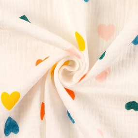 Biante Mušelínová plienka/dečka MSN-037 Srdiečka na krémovo bielom 70x70 cm