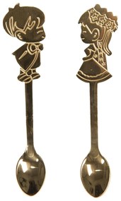 2 ks dezertné zlatá lyžička chlapček s bábikou - 2 * 12 cm