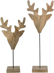 Dekorácia hlava jeleňa z mangového dreva na podstavci Deer - 40*20*90cm