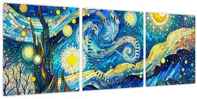 Obraz – Mozaika hviezdnej noci (s hodinami) (90x30 cm)