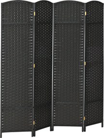 HOMCOM 4-panelový paravan 160x170 cm, skladací paravan do obývacej izby, spálne, kancelárie, čierny | Aosom