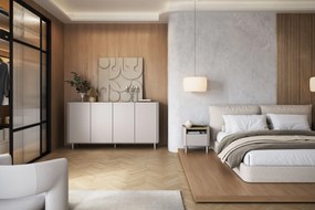 Komoda Elivo 200 cm štvordverová na nožičkách - kašmír / olejovaný dub