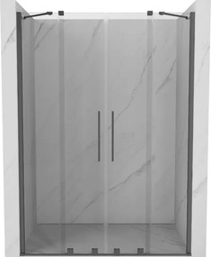 Mexen Velar Duo, posuvné sprchové dvere do otvoru 150 cm, 8mm číre sklo, brúsený grafit, 871-150-000-02-95