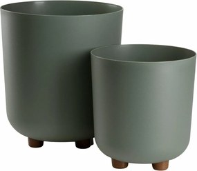 Sada 2 ks květináčů Terra 21x19,3/27,4x24,2 cm šedá/zelená
