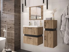 Kúpeľňový nábytok Torvaldi IV, Sifón: so sifónom, Umývadlo: nie, Farby: wotan / wotan + čierny mat