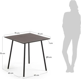 Čierny stôl Kave Home Ulrich, 75 x 75 cm