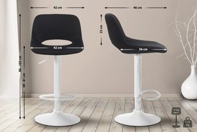 2x Barová stolička Camden - zamat, biely rám Čierna