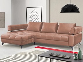 Rohová sedacia súprava Paris, lososová látka, ľavý roh