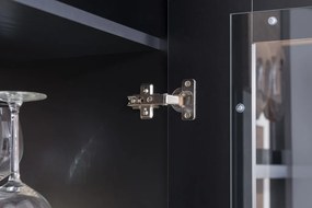 Široká nástenná vitrína Boston, čierna/dub ribbeck, s osvetlením