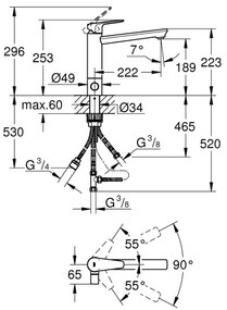 GROHE 31696000 - Drezová batéria BAUEDGE lesklý chróm