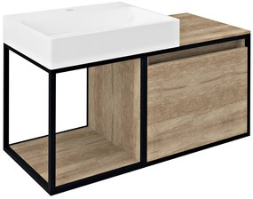 Sapho Sapho, SKARA umývadlová skrinka 100x49,5x46,5cm, čierna matná/dub Alabama, CG004-2222