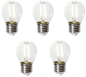 Sada 5 ks E27 dimbare LED lamp P45 helder glas 3W 250 lm 3000K