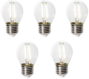 Sada 5 ks E27 dimbare LED lamp P45 helder glas 3W 250 lm 3000K