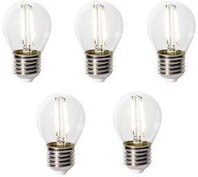Sada 5 stmievateľných LED žiaroviek E27 P45 číre sklo 3W 250 lm 3000K