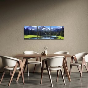 Obraz - Zasnežené vrcholky hôr (s hodinami) (90x30 cm)