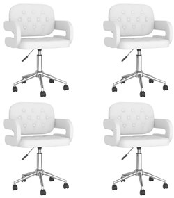 Otočné jedálenské stoličky 4 ks biele umelá koža 3089226
