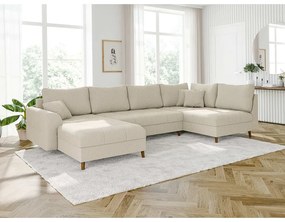 Krémová menčestrová rohová pohovka (ľavý roh/do "U") Ariella – Ropez