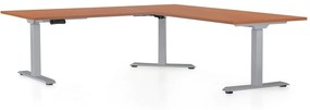 Výškovo nastaviteľný stôl OfficeTech Angle, 180 x 200 cm, sivá podnož, čerešňa