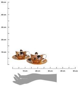 Sada šálků s podšálkem Klimt THE KISS 2 ks 250 ml hnědá