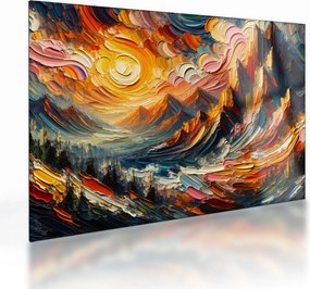 Sklenený obraz - Hory zalité slnkom (70x50 cm)